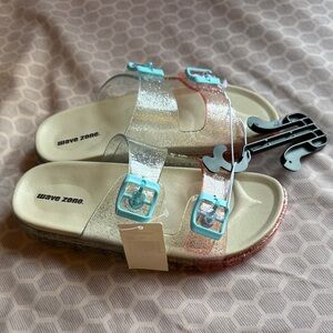 Wave Zone Glitter Sandals with Blue Buckles
